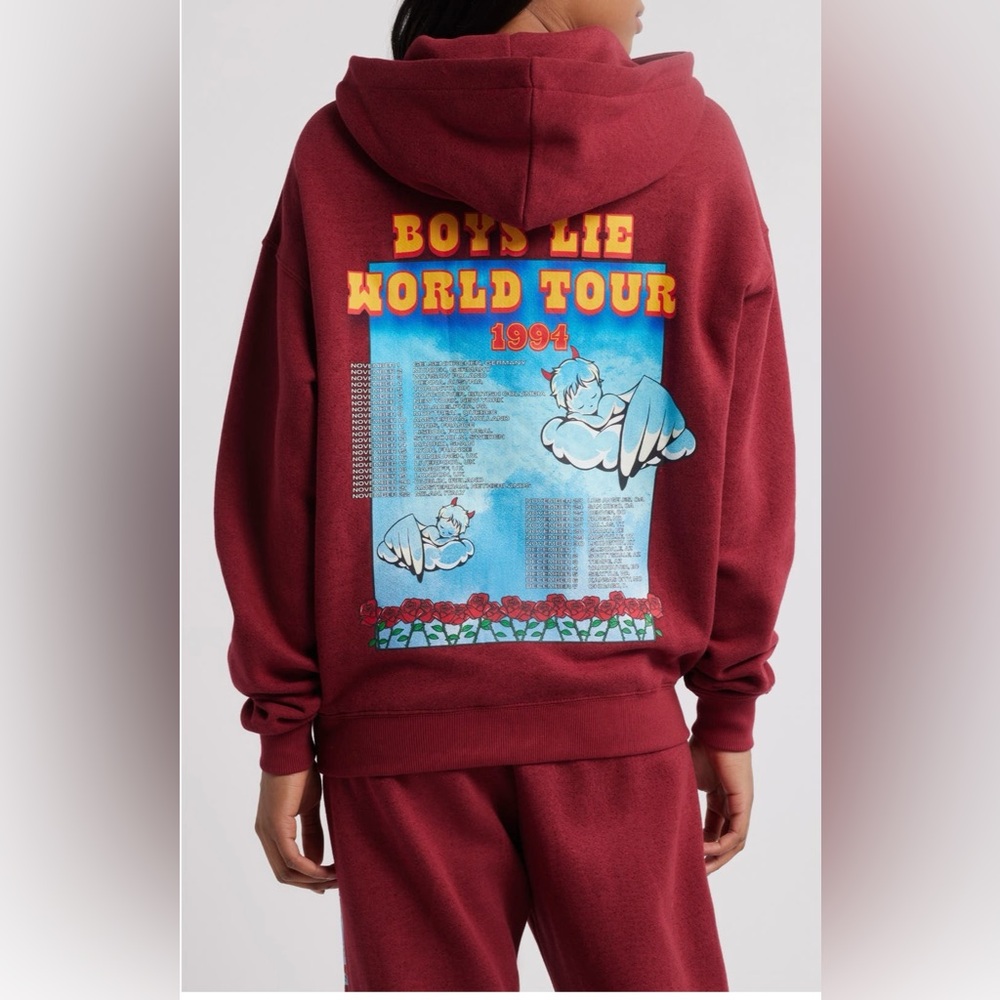 Boys Lie Red Crewneck Sweater with Graphic Design